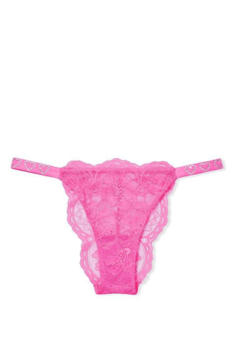 ТРУСИКИ СО СТРАЗАМИ БРАЗИЛИАНЫ СЕТЬ NEON PINK HEARTS Victoria`s Secret