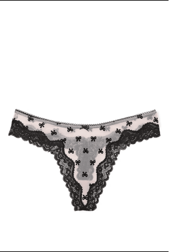 ТРУСКИ СЕТЕВЫЕ ЛЮКС СТРИНГИ PUREST BOW BLACK Victoria`s Secret