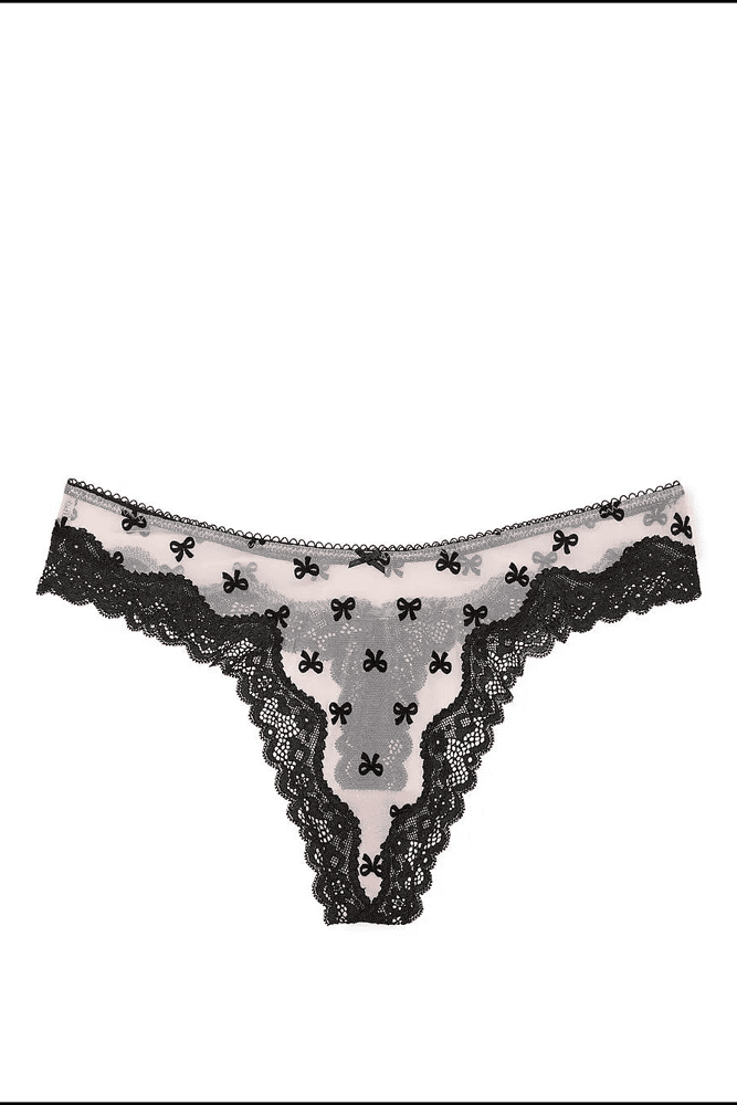 Трусики МЕРЕЖИВНІ ЛЮКС СТРІНГИ PUREST BOW BLACK Victoria`s Secret