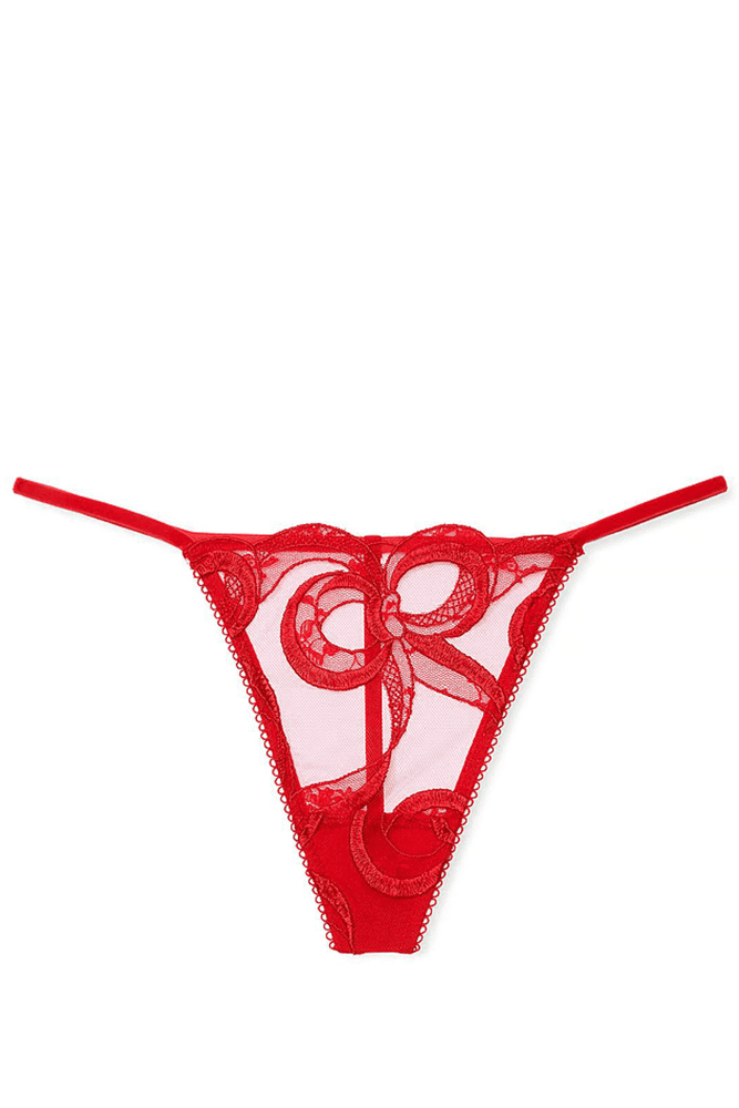Трусики МЕРЕЖИВНІ ЛЮКС СТРІНГИ RED EMBR BOW Victoria`s Secret