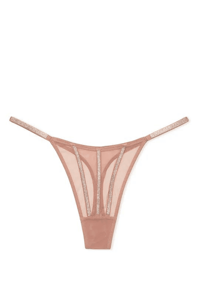 Трусики ЗІ СТРАЗАМИ СТРІНГИ МЕРЕЖИВО CARAMEL LINES Victoria`s Secret