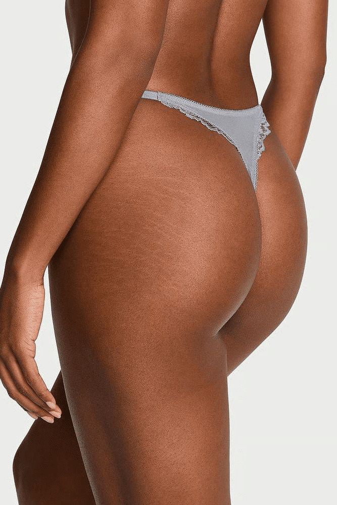 Трусики ЗІ СТРАЗАМИ СТРІНГИ МЕРЕЖИВО DARK GREY LINES LACE Victoria`s Secret