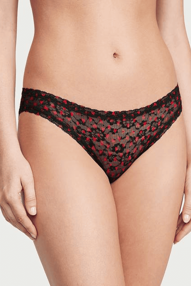 Трусики МЕРЕЖИВНІ БРАЗИЛІАНИ BLACK RED HEART LACE Victoria`s Secret Трусики МЕРЕЖИВНІ БРАЗИЛІАНИ BLACK RED HEART LACE Victoria`s Secret