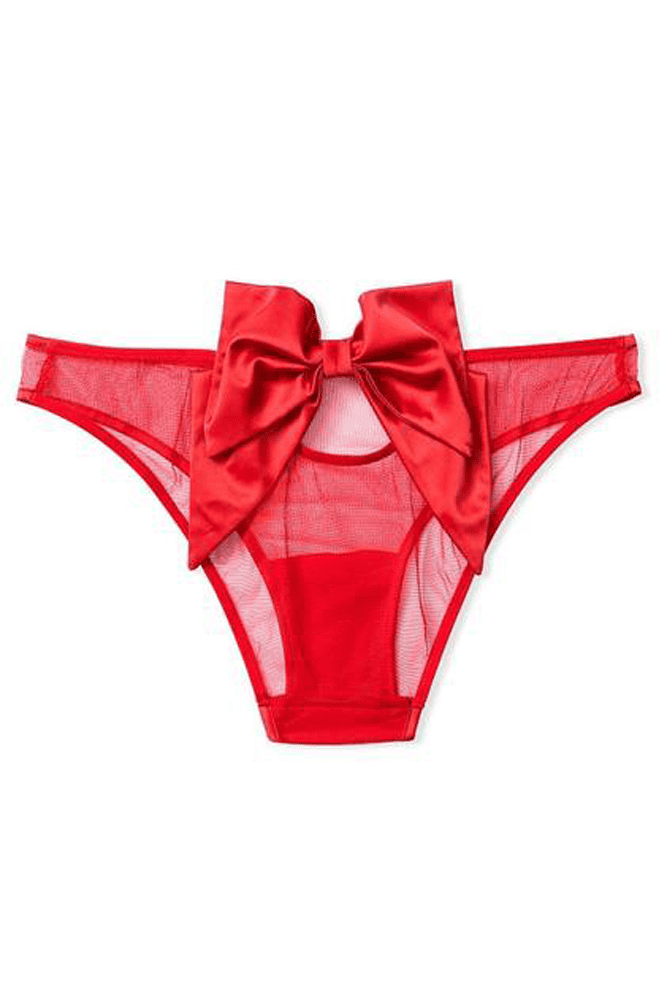 Трусики МЕРЕЖИВНІ ЛЮКС БРАЗИЛІАНИ RED BOW VELVET Victoria`s Secret