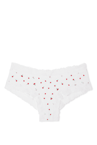 Трусики хлопчатобумажные бразилианы рубчик WHITE CHERRY Victoria`s Secret