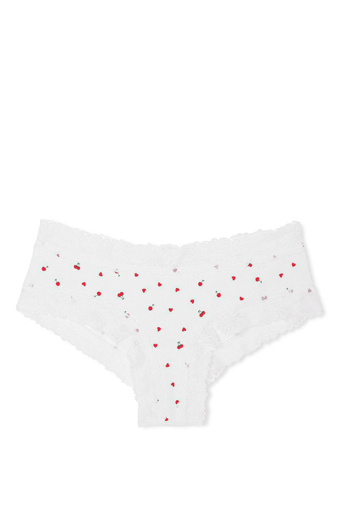 Трусики хлопчатобумажные бразилианы рубчик WHITE CHERRY Victoria`s Secret