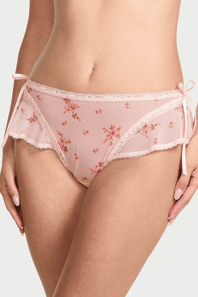 Трусики МЕРЕЖИВНІ ЛЮКС СТРІНГИ PEACH FLORAL BOW Victoria`s Secret