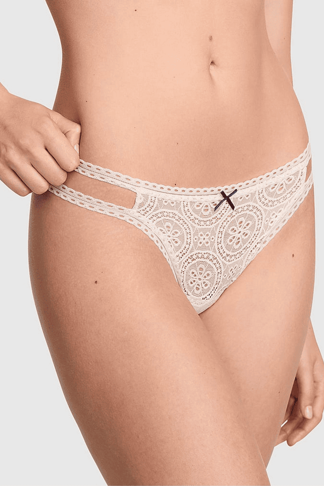 Трусики PINK СТРІНГИ WHITE EMBR LACE STRIP Victoria`s Secret