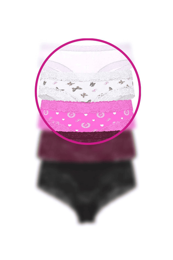 Трусики хлопчатобумажные бразилианы РУБЧИК WHITE BUTTERFLY PINK Victoria`s Secret