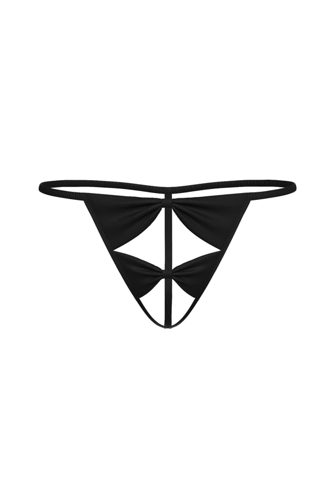Трусики V-THONG BLACK BOW OUVERT Victoria`s Secret