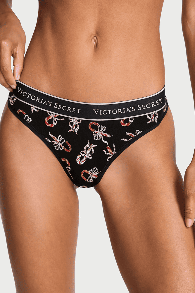 Трусики С РЕЗИНКАМИ СТРИНГИ BLACK CANDY CANE Victoria`s Secret