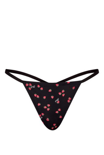 Трусики БЕЗШОВНІ СТРІНГИ BLACK STRAWBERRY V-TH Victoria`s Secret