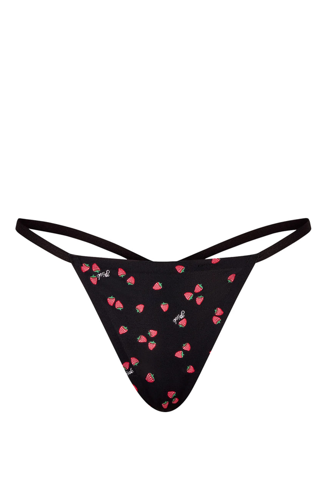 Трусики БЕЗШОВНІ СТРІНГИ BLACK STRAWBERRY V-TH Victoria`s Secret