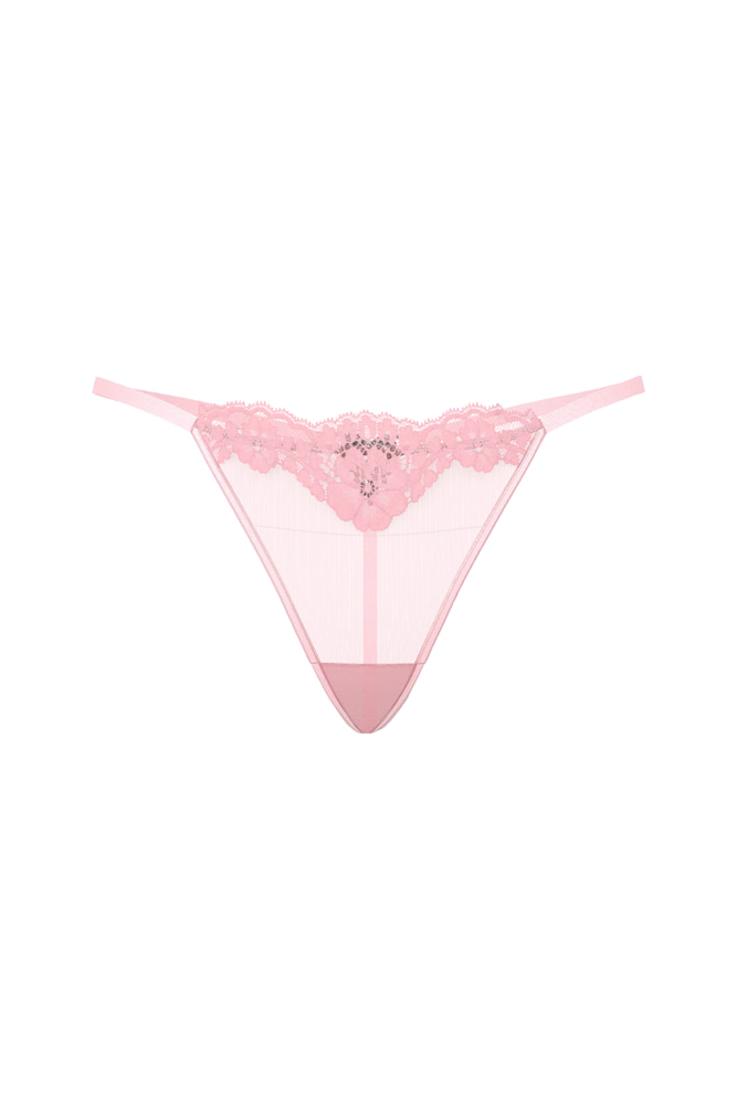 Трусики V-THONG PINK LACE EMBL HEART Victoria`s Secret