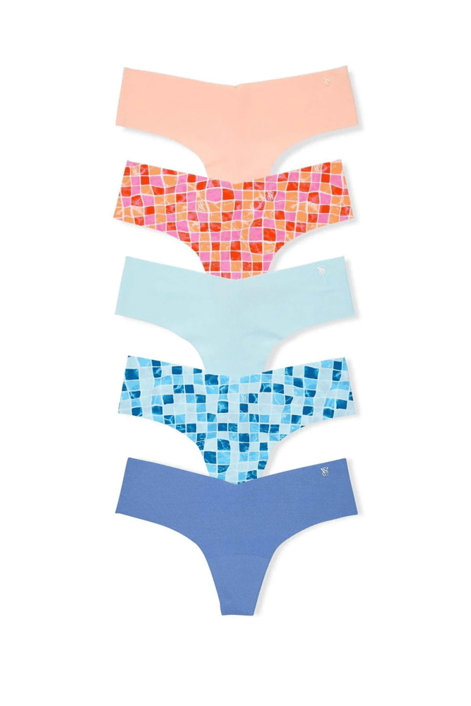 Трусики БЕЗШОВНІ СТРІНГИ MULTI PLAID 5 PANTY SET Victoria`s Secret