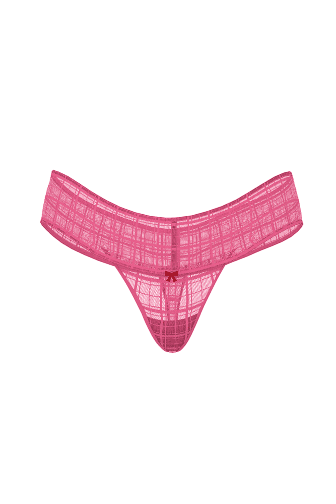 Трусики МЕРЕЖИВНІ СТРІНГИ PINK PLAID BOW Victoria`s Secret