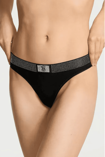 Трусики БАВОВНЯНІ СТРІНГИ BLACK EMBL LUXE Victoria`s Secret