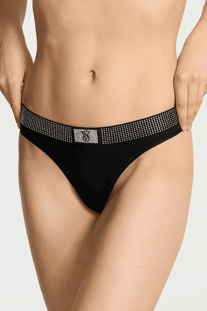 Трусики БАВОВНЯНІ СТРІНГИ BLACK EMBL LUXE Victoria`s Secret