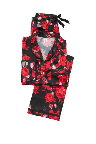 ПІЖАМА САТИН ДОВГА BLACK RED FLORAL Victoria`s Secret