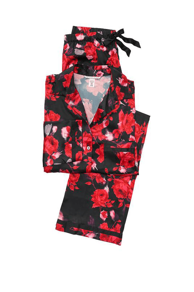 ПІЖАМА САТИН ДОВГА BLACK RED FLORAL Victoria`s Secret