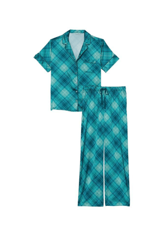 ПИЖАМА САТИН ДЛИННАЯ GREEN PLAID Victoria`s Secret