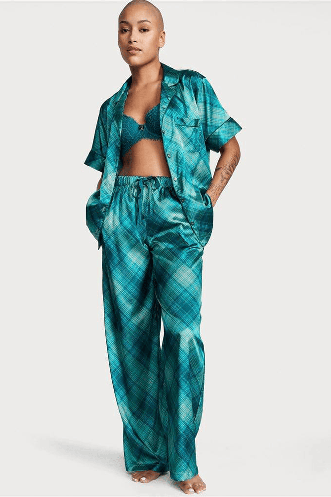 ПІЖАМА САТИН ДОВГА GREEN PLAID Victoria`s Secret ПІЖАМА САТИН ДОВГА GREEN PLAID Victoria`s Secret