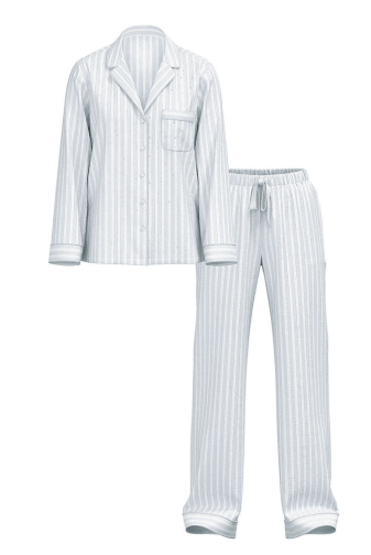 ПИЖАМА ФЛАНЕЛЬ ДЛИННАЯ BLUE STRIPE EMBL Victoria`s Secret
