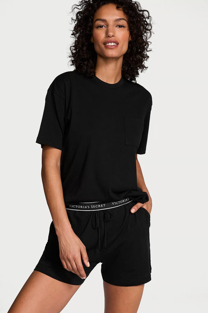 ПІЖАМА БАВОВНА КОРОТКА BLACK T-SHIRT Victoria`s Secret ПІЖАМА БАВОВНА КОРОТКА BLACK T-SHIRT Victoria`s Secret