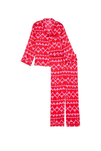 ПІЖАМА САТИН ДОВГА RED PINK HEARTS Victoria`s Secret