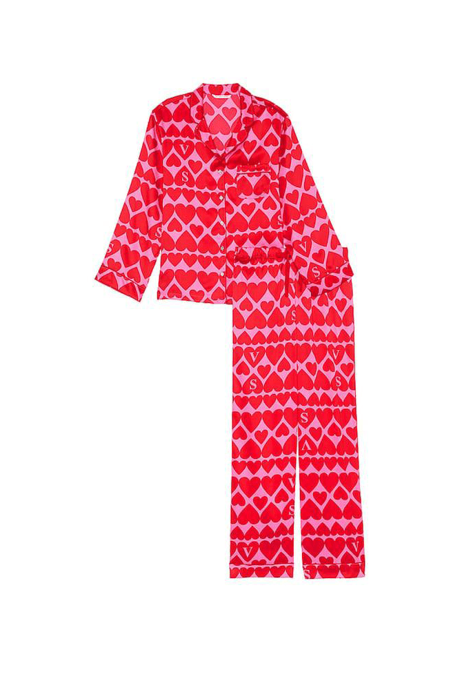 ПІЖАМА САТИН ДОВГА RED PINK HEARTS Victoria`s Secret