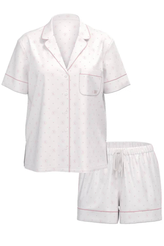 ПИЖАМА САТИН КРАТКАЯ COCONUT WHITE LOGO DOTS Victoria`s Secret