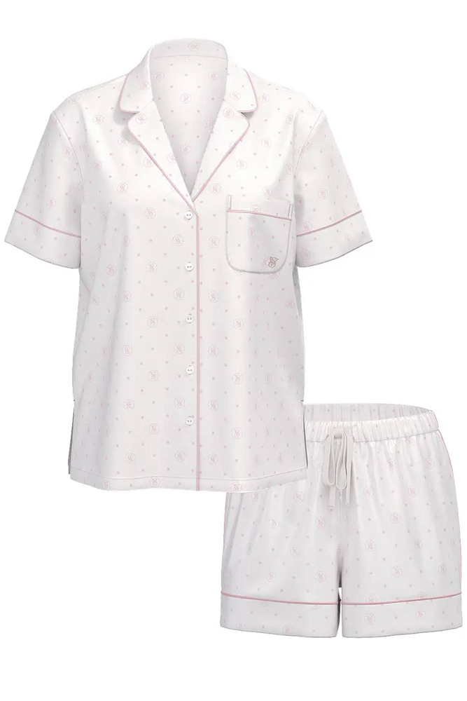 ПІЖАМА САТИН КОРОТКА COCONUT WHITE LOGO DOTS Victoria`s Secret