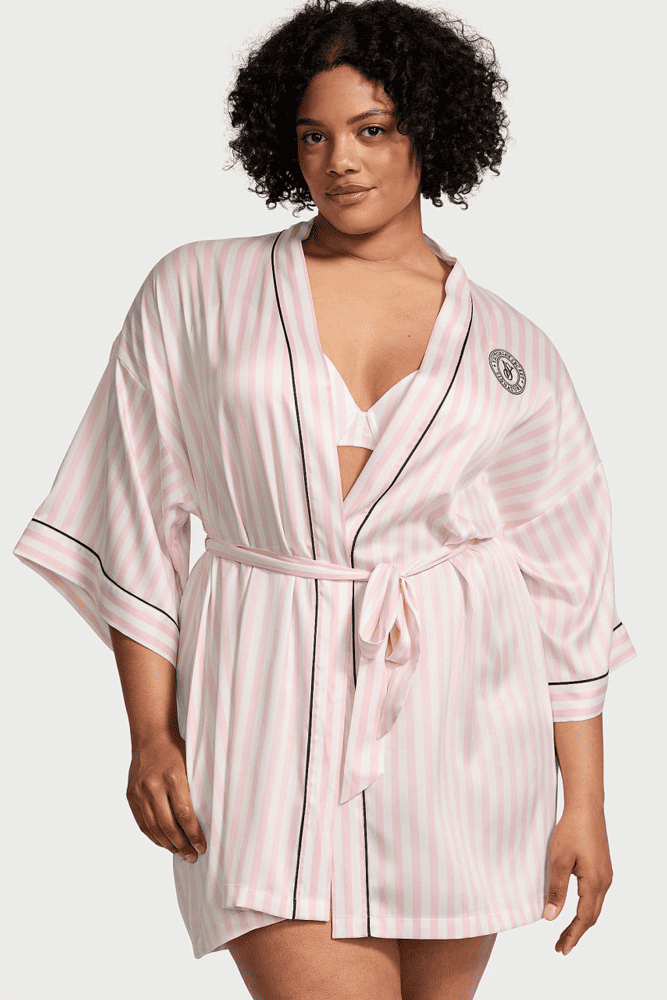 ХАЛАТ САТИНОВИЙ PINK STRIPE EMBR Victoria`s Secret ХАЛАТ САТИНОВИЙ PINK STRIPE EMBR Victoria`s Secret