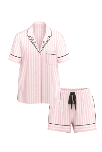 ПИЖАМА ФЛАНЕЛЬ КРАТКАЯ PINK STRIPE COLLAR EMBR Victoria`s Secret