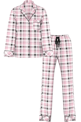 ПИЖАМА ФЛАНЕЛЬ ДЛИННАЯ PUREST PINK GREY PLAID Victoria`s Secret