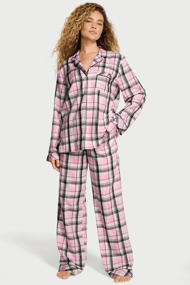 ПІЖАМА ФЛАНЕЛЬ ДОВГА PUREST PINK GREY PLAID Victoria`s Secret