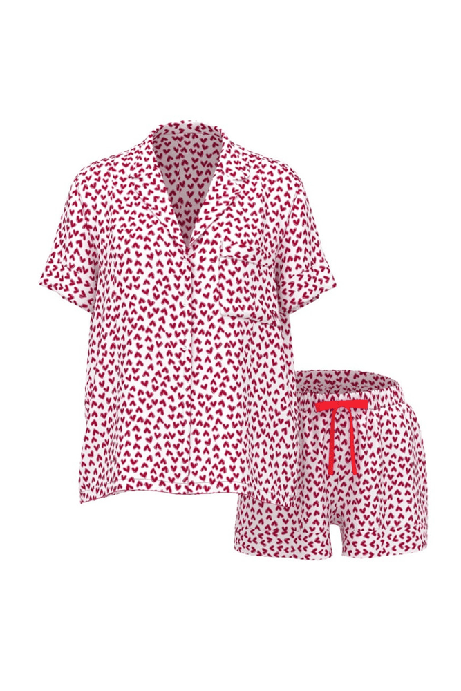 ПІЖАМА САТИН КОРОТКА WHITE RED HEARTS Victoria`s Secret