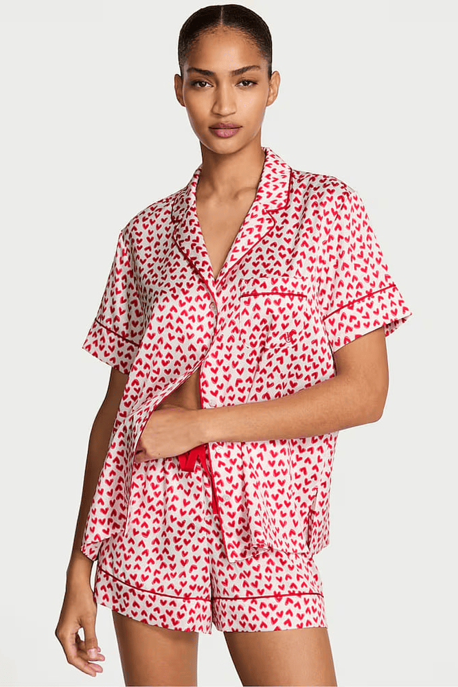 ПІЖАМА САТИН КОРОТКА WHITE RED HEARTS Victoria`s Secret