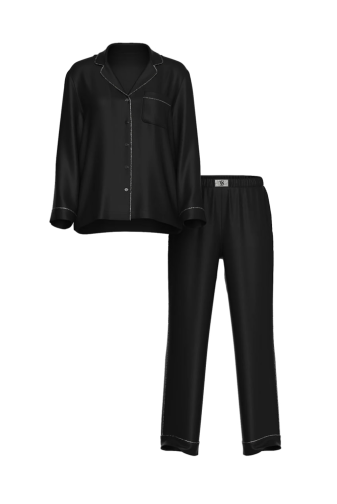 ПІЖАМА САТИН ДОВГА BLACK EMBL COLLAR Victoria`s Secret
