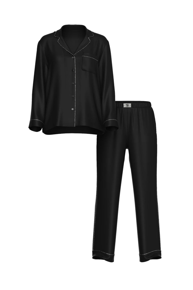 ПІЖАМА САТИН ДОВГА BLACK EMBL COLLAR Victoria`s Secret