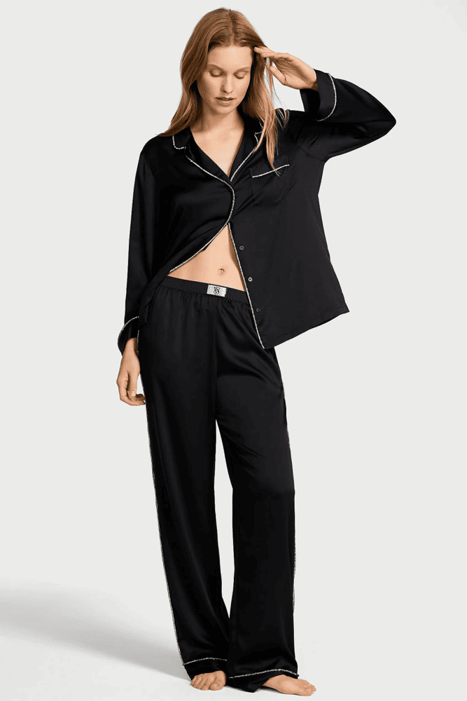 ПІЖАМА САТИН ДОВГА BLACK EMBL COLLAR Victoria`s Secret ПІЖАМА САТИН ДОВГА BLACK EMBL COLLAR Victoria`s Secret