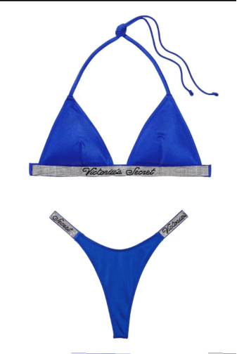 КУПАЛЬНИК СО СТРАЗАМИ ТРЕУГОЛЬНИКИ BLUE Victoria`s Secret