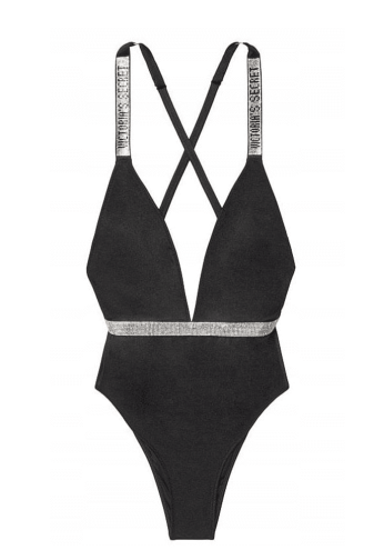 КУПАЛЬНИК Сплошной СО СТРАЗАМИ ГАРТЕР BLACK Victoria`s Secret